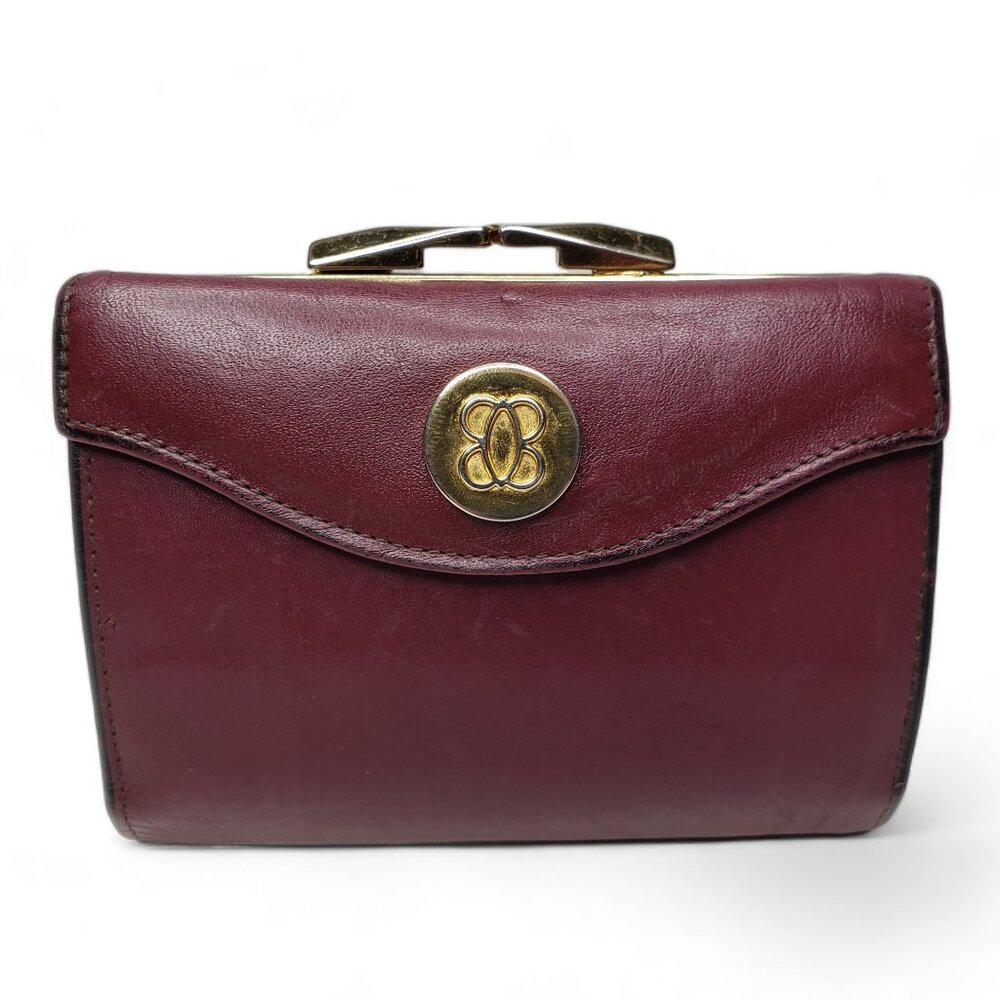 Vintage Bosca Wallet Women’s Burgundy Leather Bi Fold Snap Closure